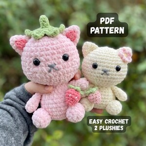 Crochet Cat Bear Pattern Plushie set of 2 Crochet teddy bears Amigurumi tutorial Plushie PDF Pattern