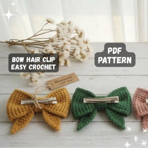 簡単なかぎ針編みリボンヘアクリップの型紙（PDFダウンロード）