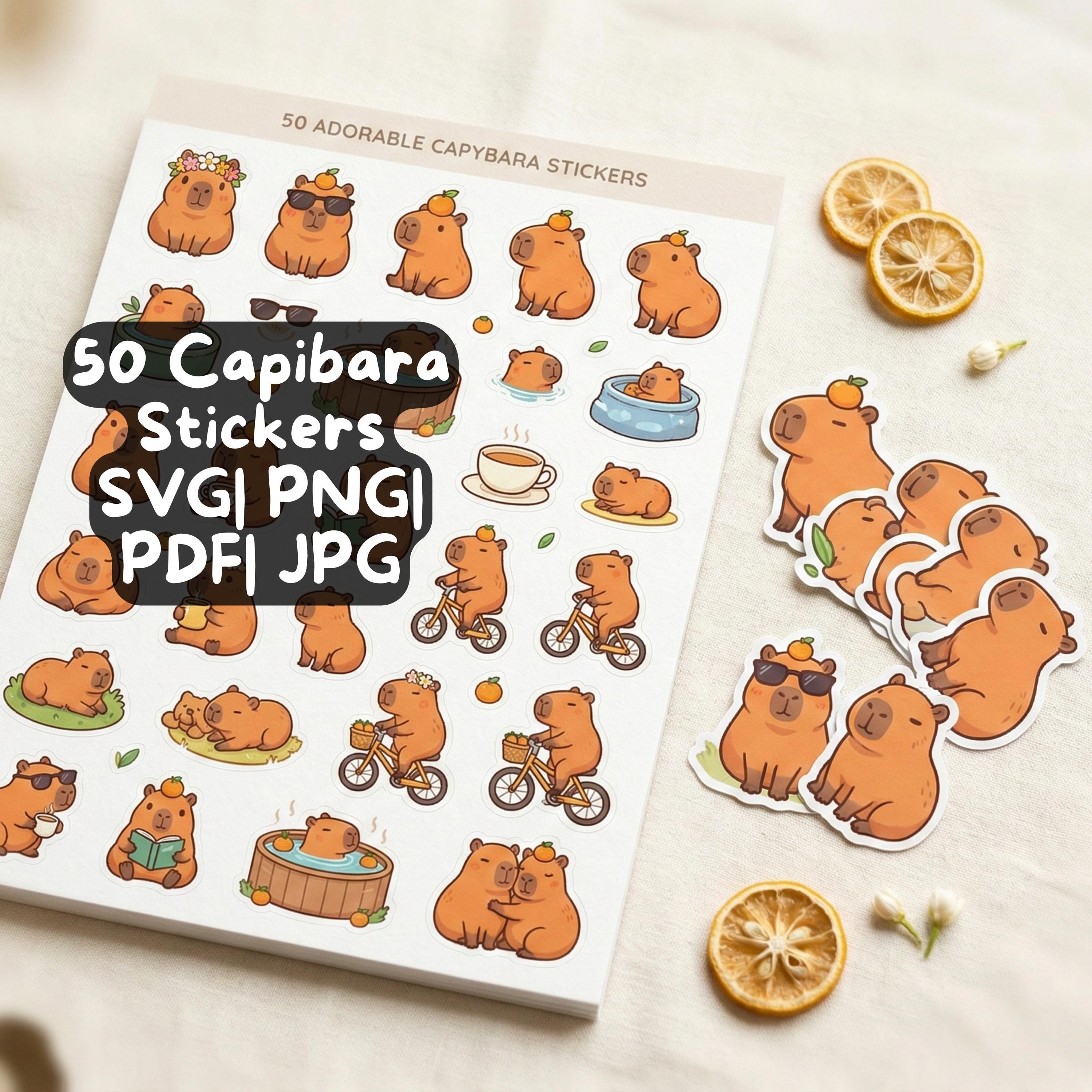Capybara Sticker Bundle 50 Cute Capybara Stickers, Printable Capybara ...