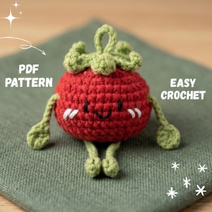 Crochet Tomato Pattern PDF Amigurumi Tomato Plush Pattern Cute mini Crochet Food Pattern Toy Kawaii crochet Veggie plush
