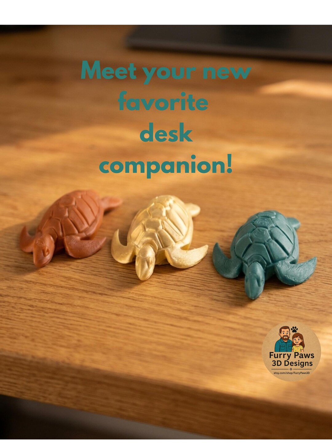3D Printed Sea Turtle Desk Buddy 3 Piece Set – Fidget Toy, Office Decor ...