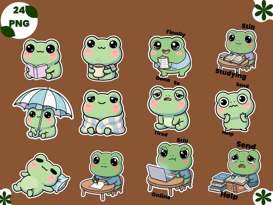 Cute Frog Stickers Pack 2 | Frog Planner Stickers PNG | Cute Study ...