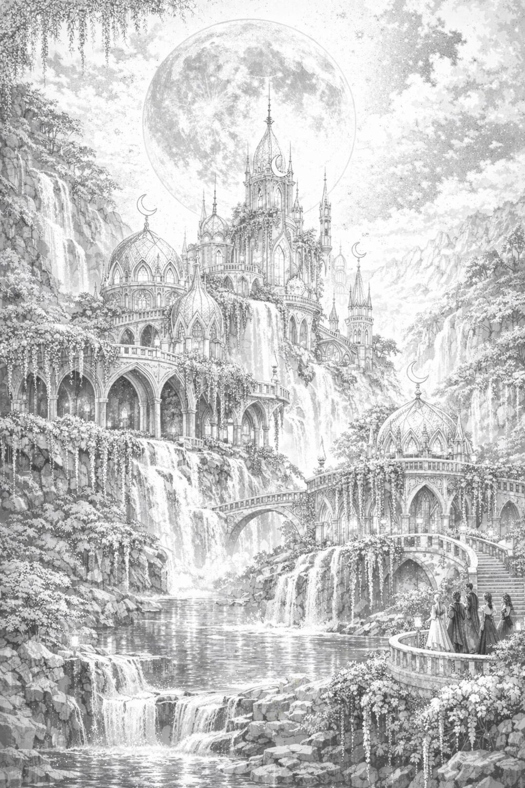 Mythic Places of Nova Aetheria - Adult Grayscale Coloring - Etsy
