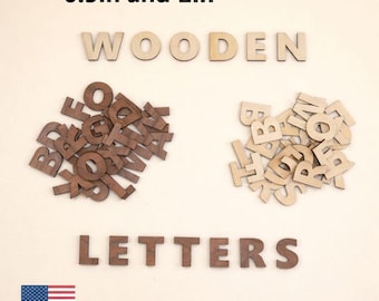 Wooden Alphabet Letters - Laser Cut, 1in and 0.5 in- 130 Pcs