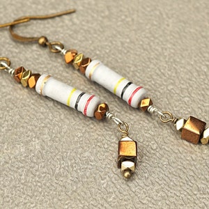 Tech Computer Earrings Wearable Technology Techie Gray Resistor Geometric Hematite Earrings Electronic Eco Friendly