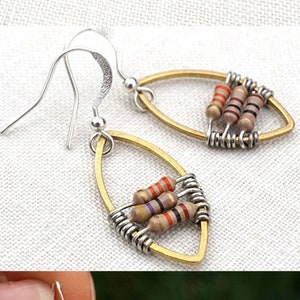 Tech Computer Earrings Wearable Technology Techie Petite Resistors Geometric Frame Earrings Electronic Eco Friendly