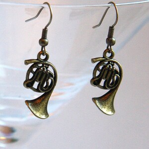 ON VACATION, Music Earrings Steampunk Silver French horn Music Gift for Teacher Musician Jazz Band Orchestra unique eco friendly image 8