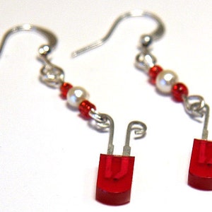 ON VACATION, Bright Red Wearable Tech LED Earrings Diode Recycled Electronic Computer Jewelry Long Chain unique eco friendly image 2