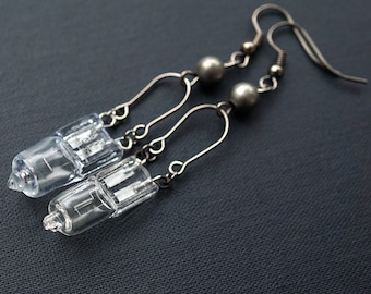 ON VACATION, Halogen Light Bulb Earrings, Wearable Tech, Computer Earrings, Techie Jewelry Electronic Eco Friendly