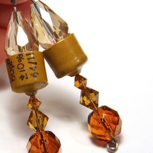 Steampunk Earrings Wearable Tech Computer Jewelry Yellow Electronic upcycled Capacitor Techno unique eco friendly
