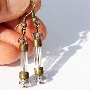 ON VACATION, Antique Fuse Steampunk Earrings Wearable Tech Glass Tube Earrings Upcycled recycled Electronic Computer Part image 5