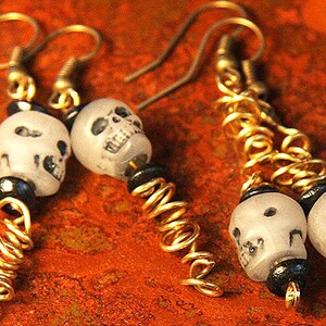 Fun Halloween Earrings Glow in Dark Skull Earrings Halloween jewelry Zombie Head Worms Day of the Dead eco friendly image 3