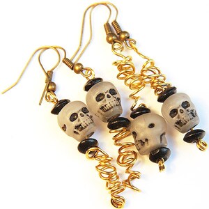 Fun Halloween Earrings Glow in Dark Skull Earrings Halloween jewelry Zombie Head Worms Day of the Dead eco friendly image 2