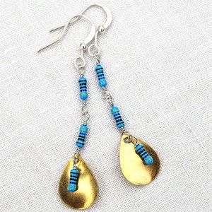 Long Geometric Computer Earrings Petite Resistors Recycled Electronic Wearable Tech Techno unique eco friendly