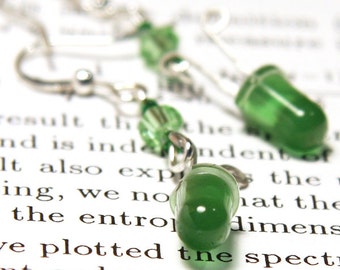 Hellgrüne tragbare Tech LED Ohrringe Diode Recycelte elektronische Computer Schmuck Lange Kette einzigartig umweltfreundlich