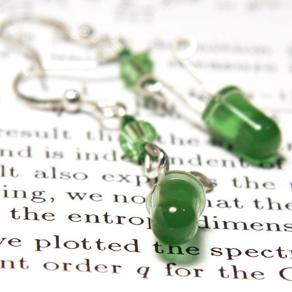 ON VACATION, Bright Green Wearable Tech LED Earrings Diode Recycled Electronic Computer Jewelry Long Chain unique eco friendly