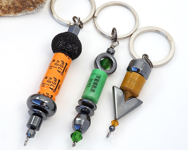 Keychain Android Electronic Component Antique TESLA Resistor Keychain, Hematite, Large Unique Bright Wearable ...