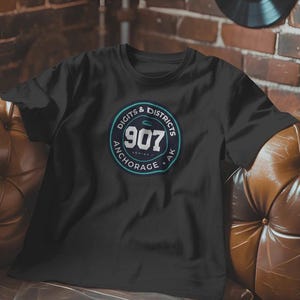 Digits & Districts T-Shirt 907 Anchorage AK Area Code | Series I Badge