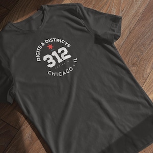 Camiseta de dígitos y distritos 312 Código de área de Chicago, IL / Ícono de la serie II