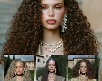 Hair Stock Photos for Beauty Business AI Hair Model Images Black Blond Hair Wig Models for Salon Branding Content for Marketing Hair Bundles