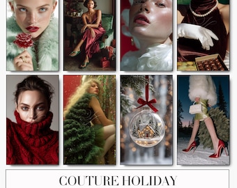 Holiday Christmas Editorial Stock Photo Pack | 100 AI Portrait & Lifestyle Images | Ornament, Tree, Gift Visuals Content Branding