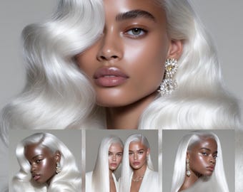 Hair Model Photos for Beauty Business AI Blond Hair Stock Images for Website Wig Model for Salon Branding Content for Marketing Hair Bundles