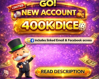 Monopoly Go-konto 400 000 tärningar - Levereras direkt
