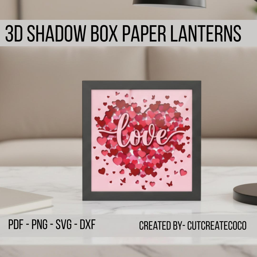 Love Heart Shadow Box SVG | 3D Valentines Day | Heart Svg | 3D Papercut ...