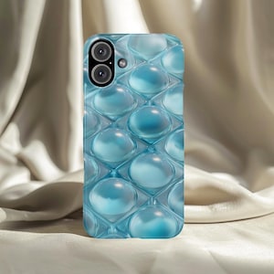 Aqua Bubble Phone Case Translucent Blue Gel Dome Tile Pattern