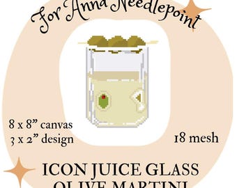 アイコンジュースグラス オリーブマティーニ ニードルポイント デジタルチャート 18メッシュ トレンディ アルコールカクテル
