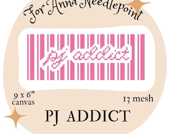 PJ ADDICT Needlepoint Digital Chart 13 Mesh Beginner Colorful Pajamas