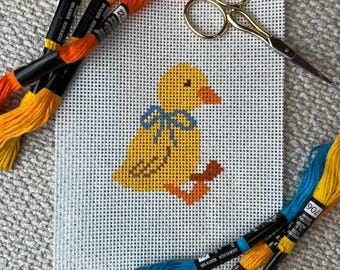 リボン付きアヒルの子 ニードルポイントキャンバス 手描き 13メッシュ 初心者向け トレンディ