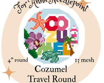 メキシコのコスメル島旅行 ラウンドニードルポイントデジタルチャート 13メッシュ バケーション目的地島