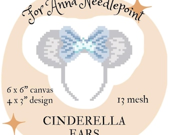 シンデレラ ミニーイヤー ブルー シルバー リボン クラウン ニードルポイント デジタルチャート 13メッシュ 初心者向け トレンディなバッグチャーム