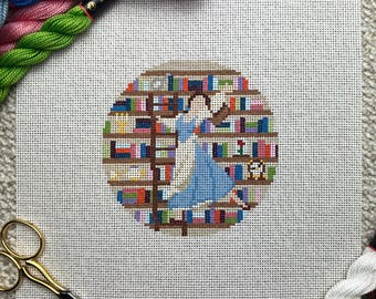 ベルライブラリー ラウンドニードルポイントキャンバス 手描き 18メッシュオーナメント