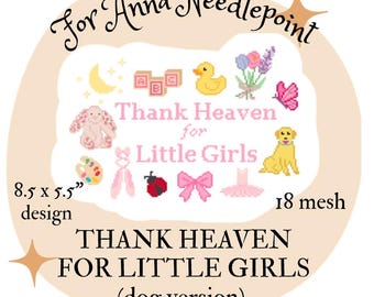 小さな女の子に感謝（犬バージョン）ニードルポイントデジタルチャート18メッシュ保育園の装飾ベビー