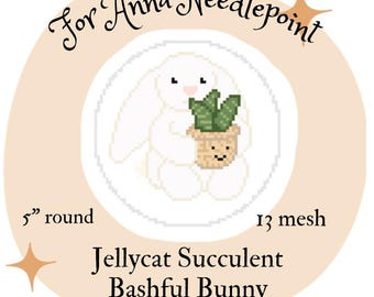 JC風多肉植物 バッシュフルバニー ニードルポイント デジタルチャート 13メッシュ 初心者向け トレンディ