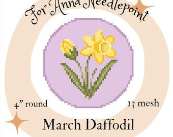 スイセン 3月誕生月の花 ニードルポイント デジタルチャート 13メッシュ トレンディな子供時代の懐かしいオーナメント