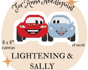 ライトニング＆サリー カーライド ニードルポイント デジタルチャート 18メッシュ