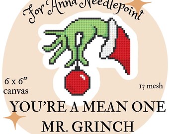 Mr. Grinch Needlepoint Chart Pattern 13 Mesh (PDF Download)