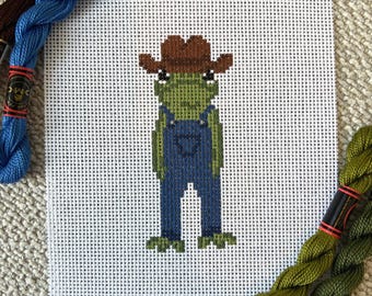 グランピーフロッグ カウボーイ ニードルポイント キャンバス ハンドペイント 13メッシュ 初心者向け トレンディ