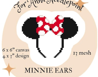 ミニーイヤーリボンニードルポイントデジタルチャート13メッシュ初心者向けトレンド