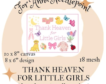 Thank Heaven For Little Girls ニードルポイント デジタルチャート 18メッシュ 保育園用ドアハンガー（犬バージョン）