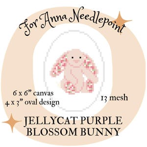 JC Inspirerad Pink Blossom Bunny Needlepoint Digital Diagram 13 Mesh Nybörjare Trendig