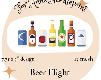 ビールの飲み比べセット、ボトル、缶、アルコール飲料、ニードルポイント、デジタルチャート、13メッシュ