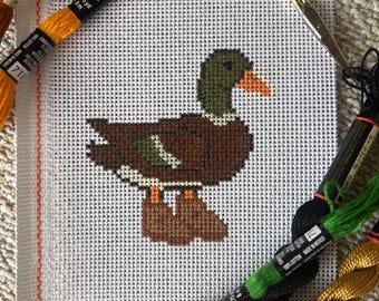 ダック・イン・ブーツ ニードルポイント キャンバス ハンドペイント 13メッシュ 初心者向け トレンド