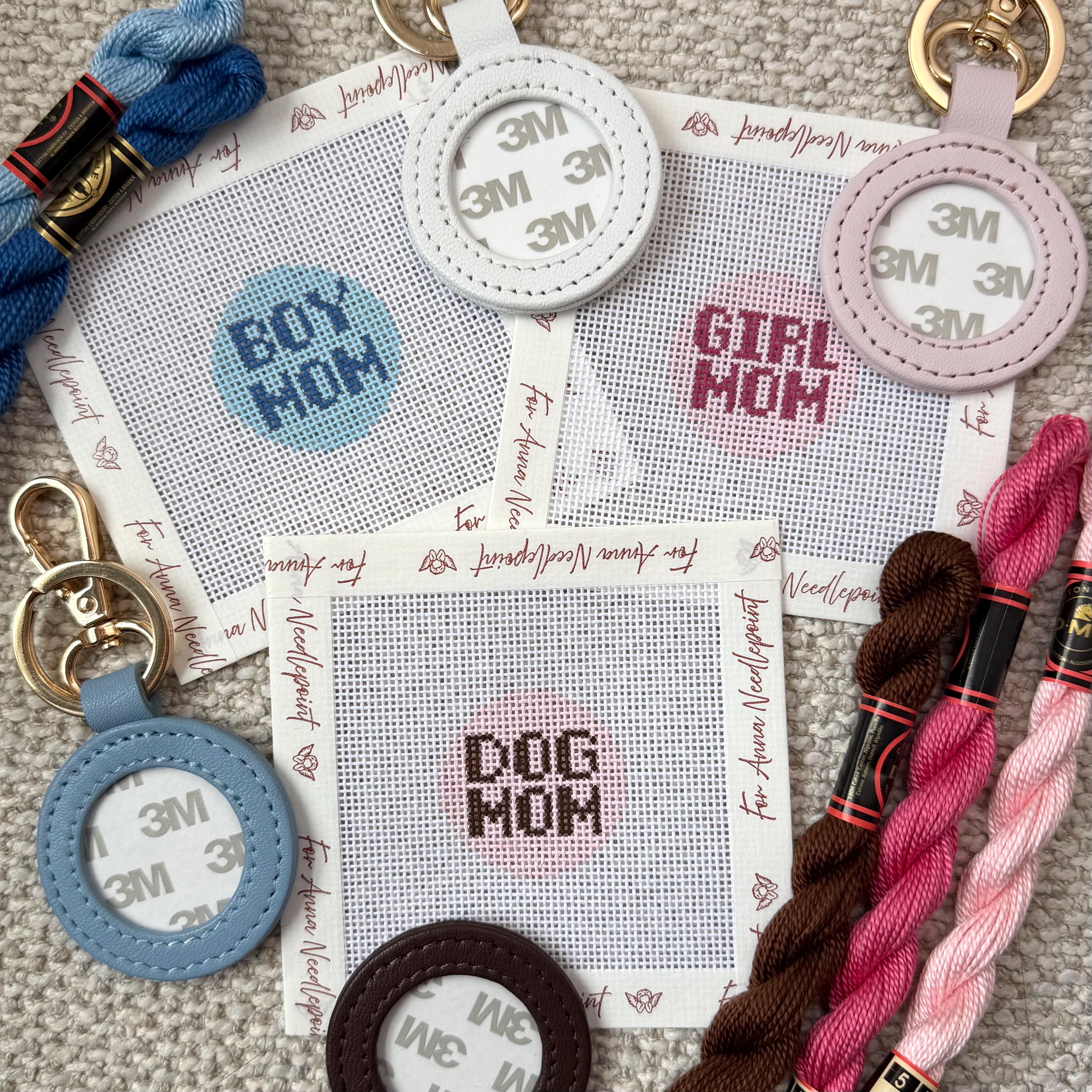 Mesh Keychain For Mom SELF FINISHING Key Fob Full Kit Keychain Bag Charm Needlepoint ...