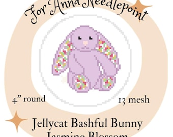 JCインスパイアード ジャスミンブロッサム バッシュフルバニー パープル ニードルポイント デジタルチャート 13メッシュ 初心者向け