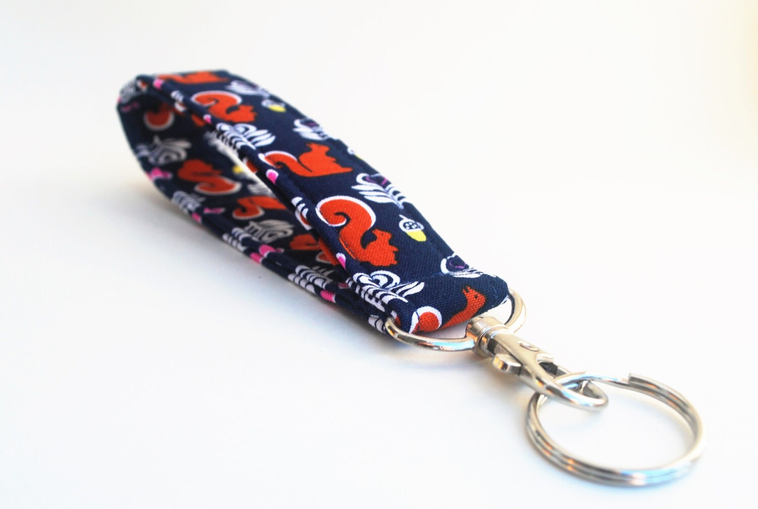 Navy Squirrel Keychain Short Lanyard with Swivel Hook Etsy