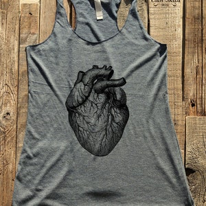 Big Heart shirt - Anatomy - Love - Humor gift funny tank racerback tri-blend women&#39;s